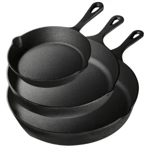 3PCS Pre-Seasoned Cast Iron Skillet Set (6/8/10")